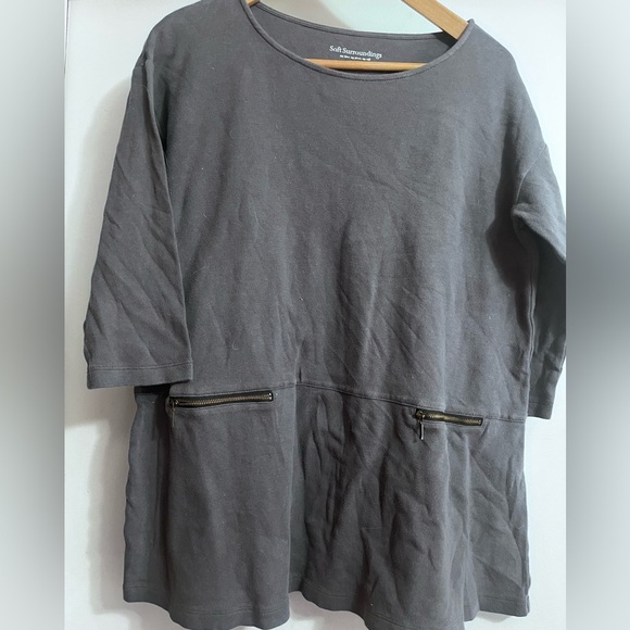 Soft Surroundings Charcoal Tunic with Zipper Accents Sz M Petite Women - Picture 4 of 6